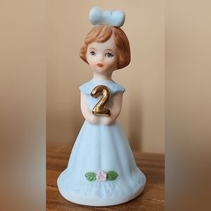 Vintage Enesco Growing Up Birthday Girls Figurine Brunette Age 2 Vintage 1982